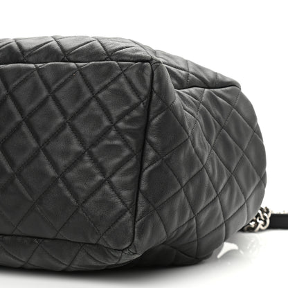 Chanel Lambskin Quilted CC Chain Bucket Bag Black 10 of 16