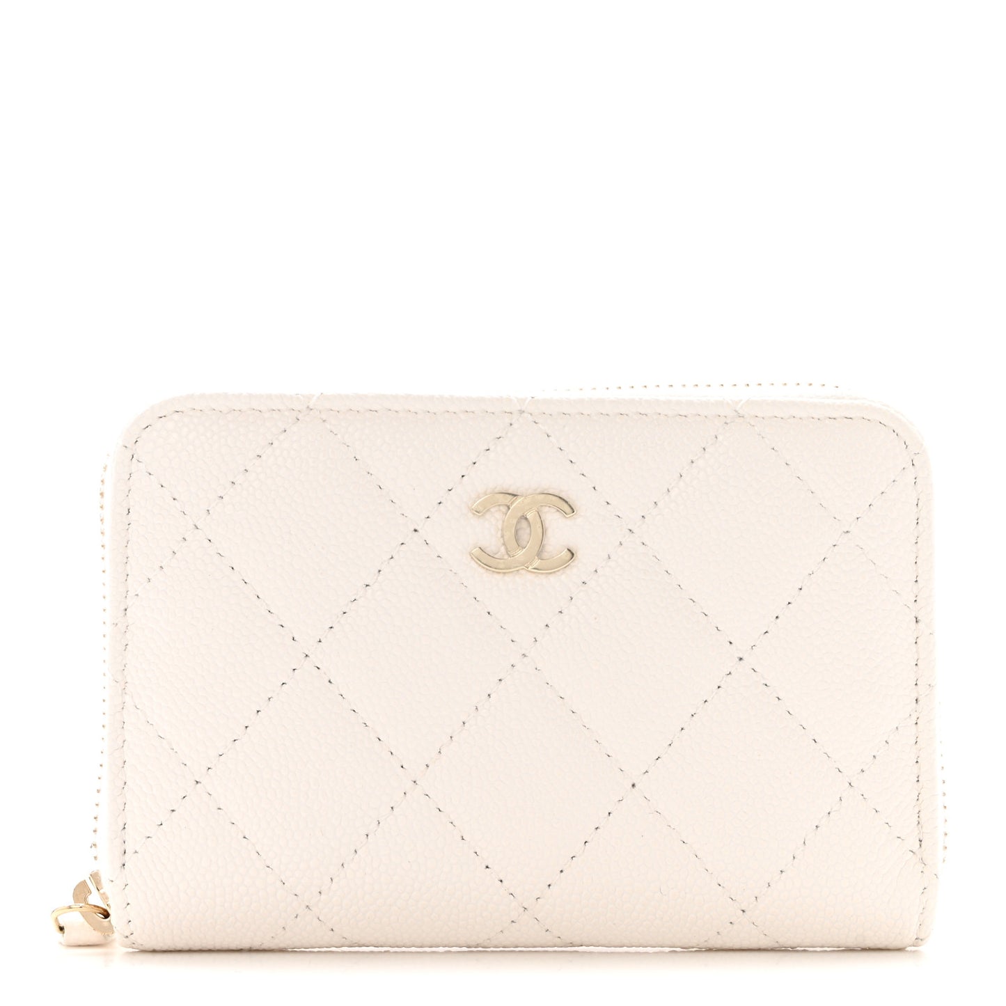 Caviar Quilted Zip Coin Purse White
