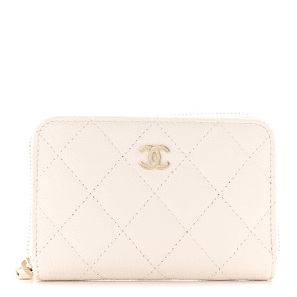 Chanel Caviar Quilted Zip Coin Purse White 1 of 8