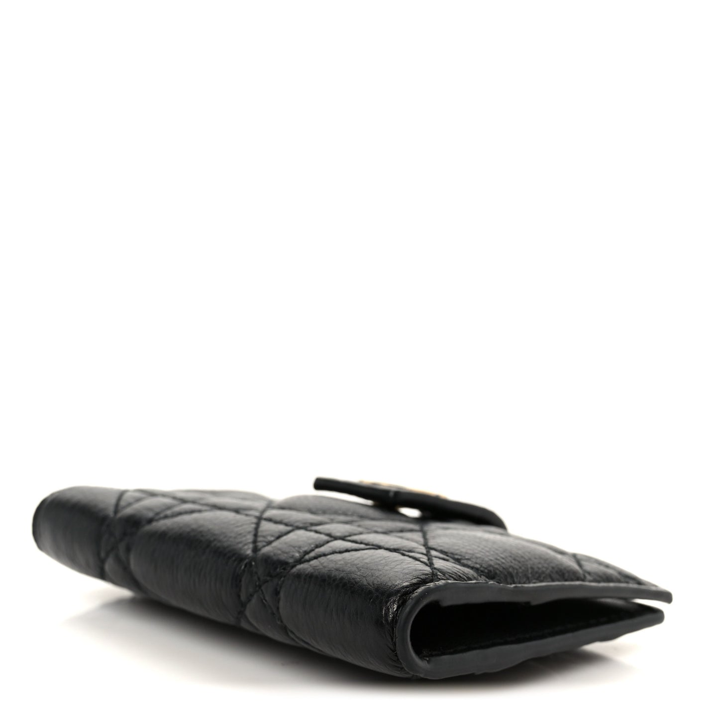 Supple Calfskin Cannage Caro Dandelion Card Holder Black