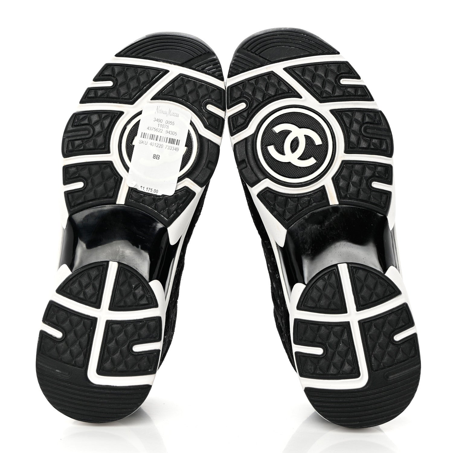 Chanel Suede Calfskin Printed CC Sneakers 38.5 Black 5 of 9
