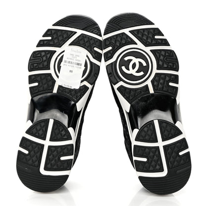Chanel Suede Calfskin Printed CC Sneakers 38.5 Black 5 of 9