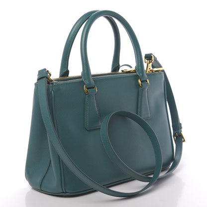 Prada Saffiano Lux Mini Galleria Double Zip Tote Ottanio 3 of 10