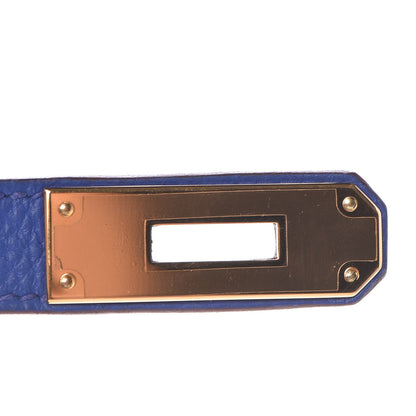 Hermes Togo Horseshoe Kelly Retourne 32 Bleu Electrique Rouge H 26 of 40