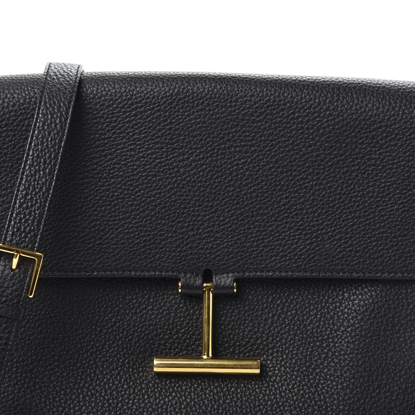 Calfskin Large T Clasp Tara Crossbody Bag Black