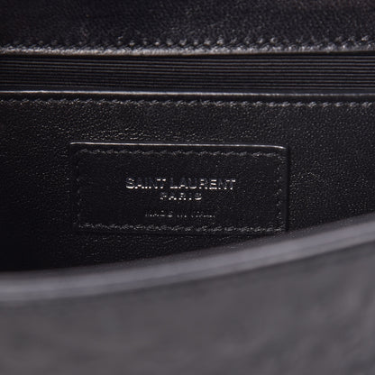 Saint Laurent Ostrich Calfskin Embossed Small Monogram Kate Satchel Black 8 of 14
