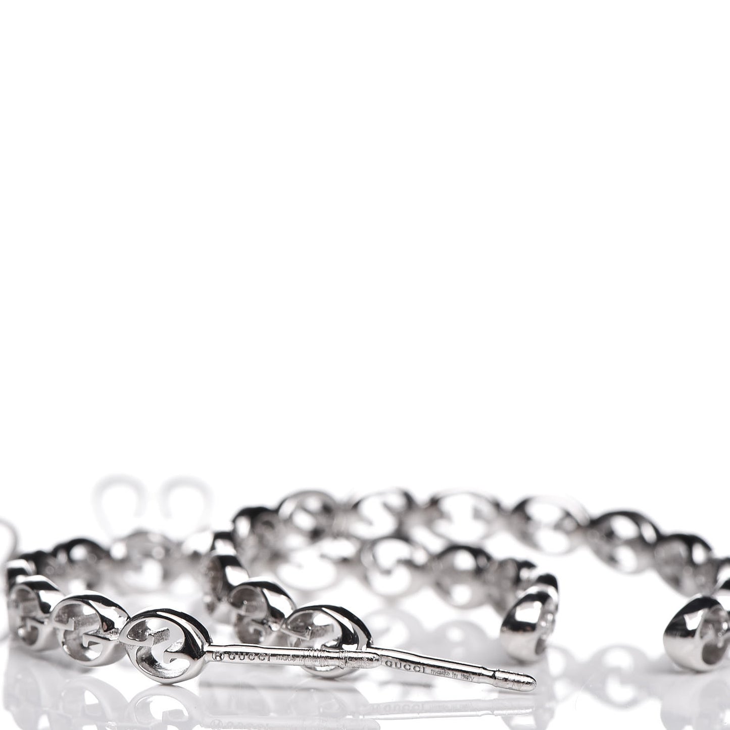 18K White Gold Interlocking GG Hoop Earrings