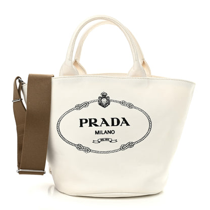 Prada Canapa Small Shopping Tote White 1 of 12