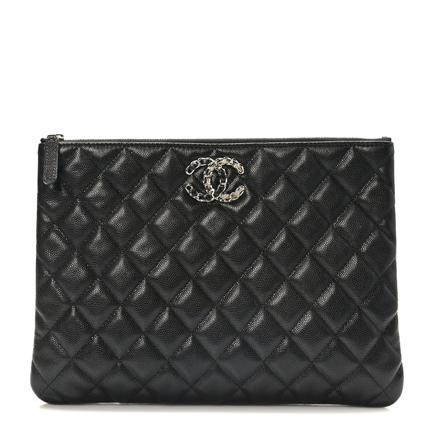 Caviar Quilted Medium French New Wave CC Pouch Black