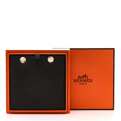 Hermes 18K Rose Gold TPM Ex-Libris Stud Earrings 5 of 5