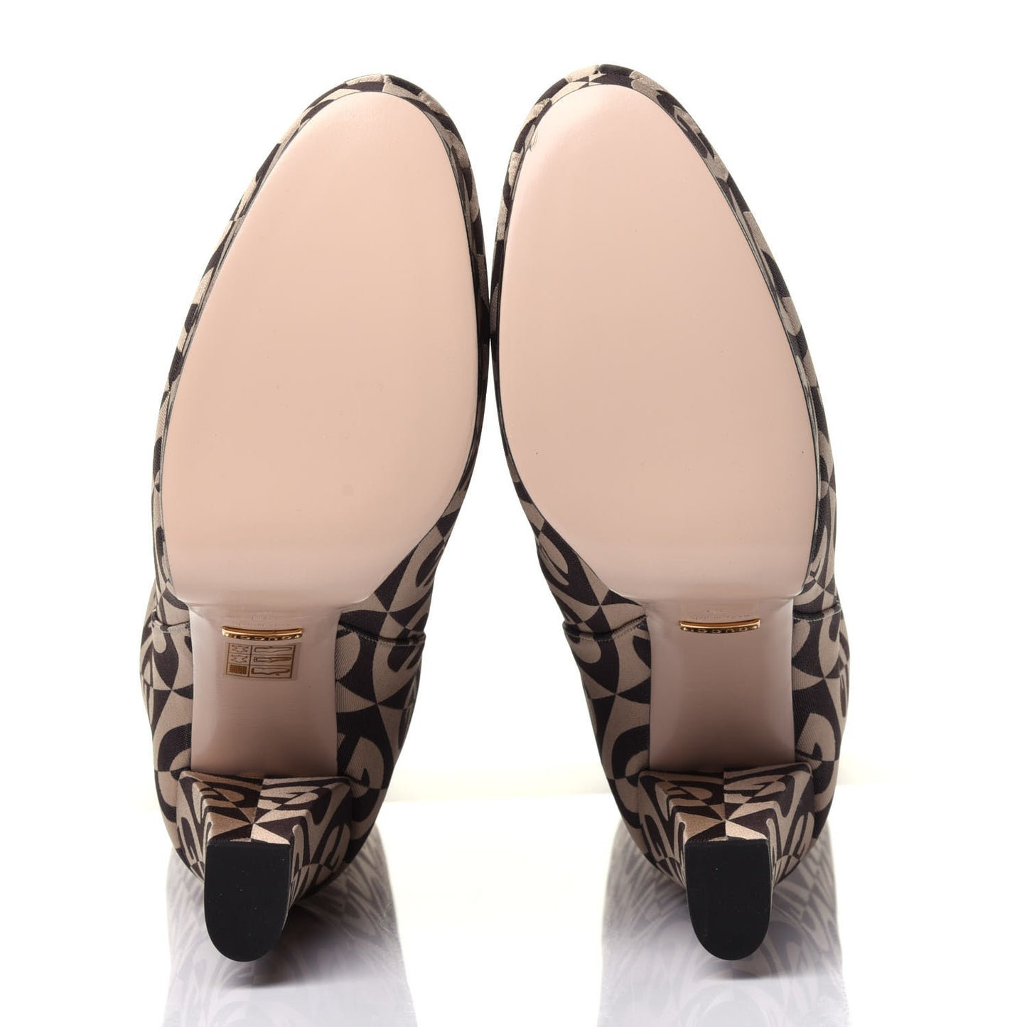 Fabric G Rhombus Print Platform Boots 39 Beige Cocoa
