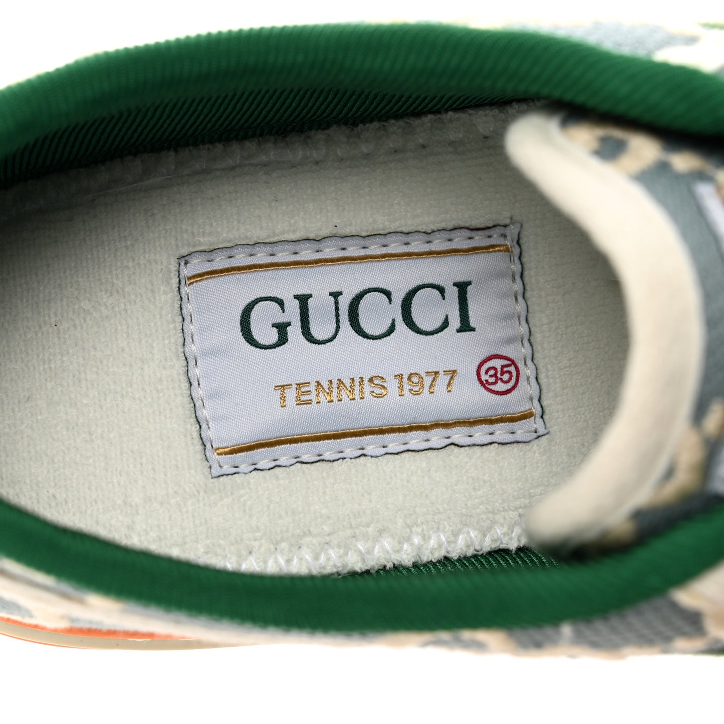 Cotton GG Monogram Web Womens 1977 Tennis Sneakers 35 Philod Ivory Mystic White