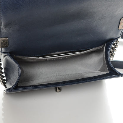 Chanel Calfskin Double Stitch Small Boy Flap Navy Blue 5 of 7