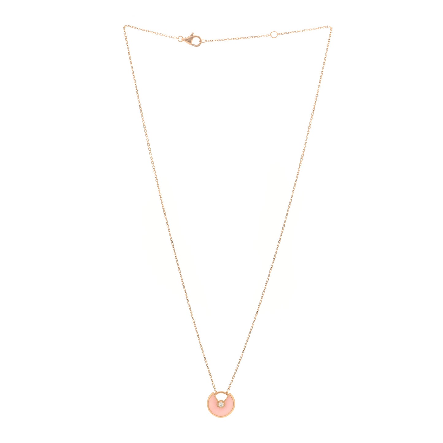 18K Pink Gold Diamond Pink Opal XS Amulette de Cartier Pendant Necklace