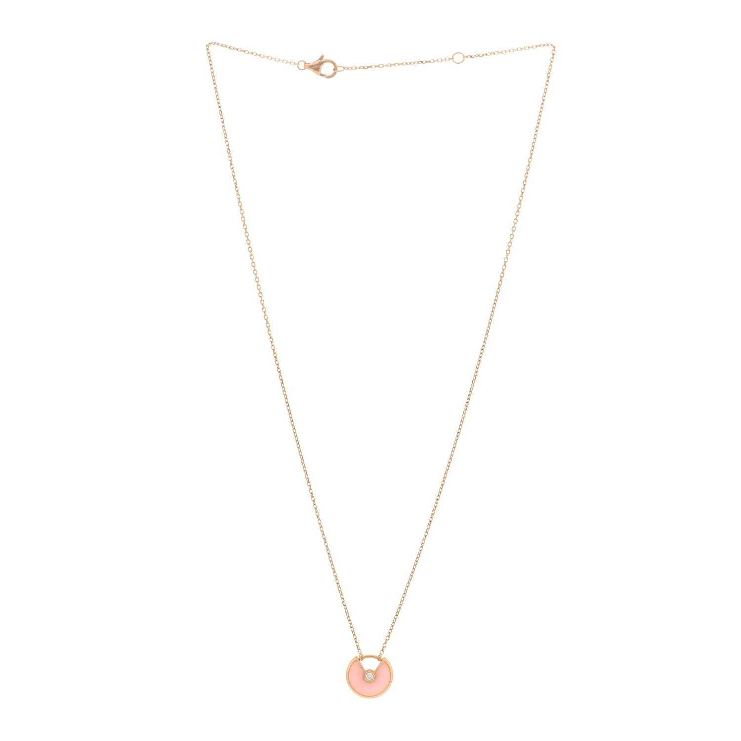 Cartier 18K Pink Gold Diamond Pink Opal XS Amulette de Cartier Pendant Necklace 3 of 4