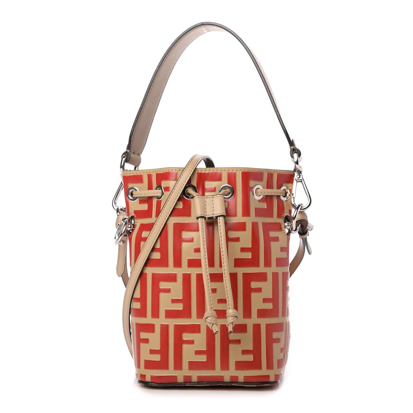 Vitello Liberty F is Fendi FF Embossed Mini Mon Tresor Bucket Bag Amido Fiamma