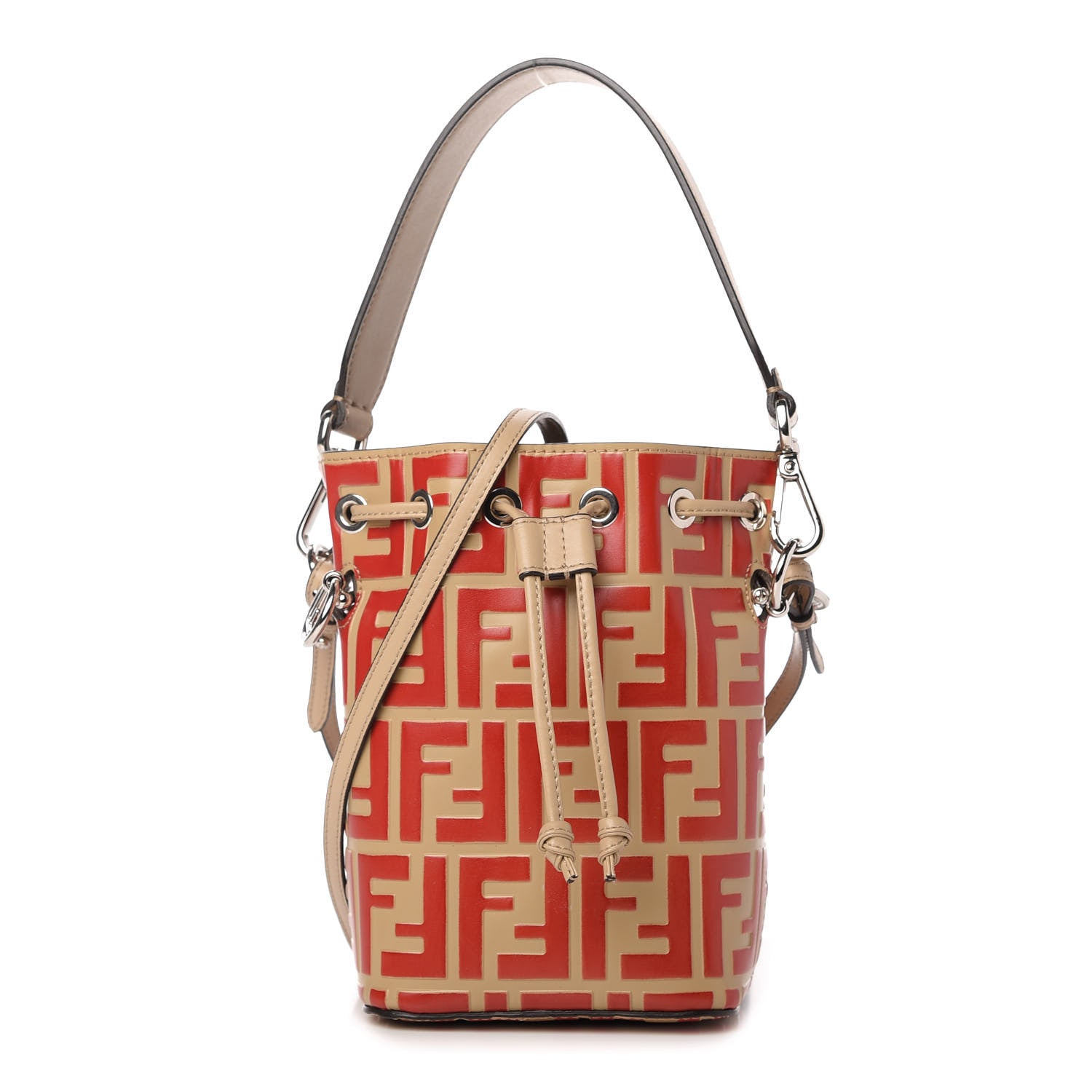 Fendi Vitello Liberty F is Fendi FF Embossed Mini Mon Tresor Bucket Bag Amido Fiamma 1 of 11