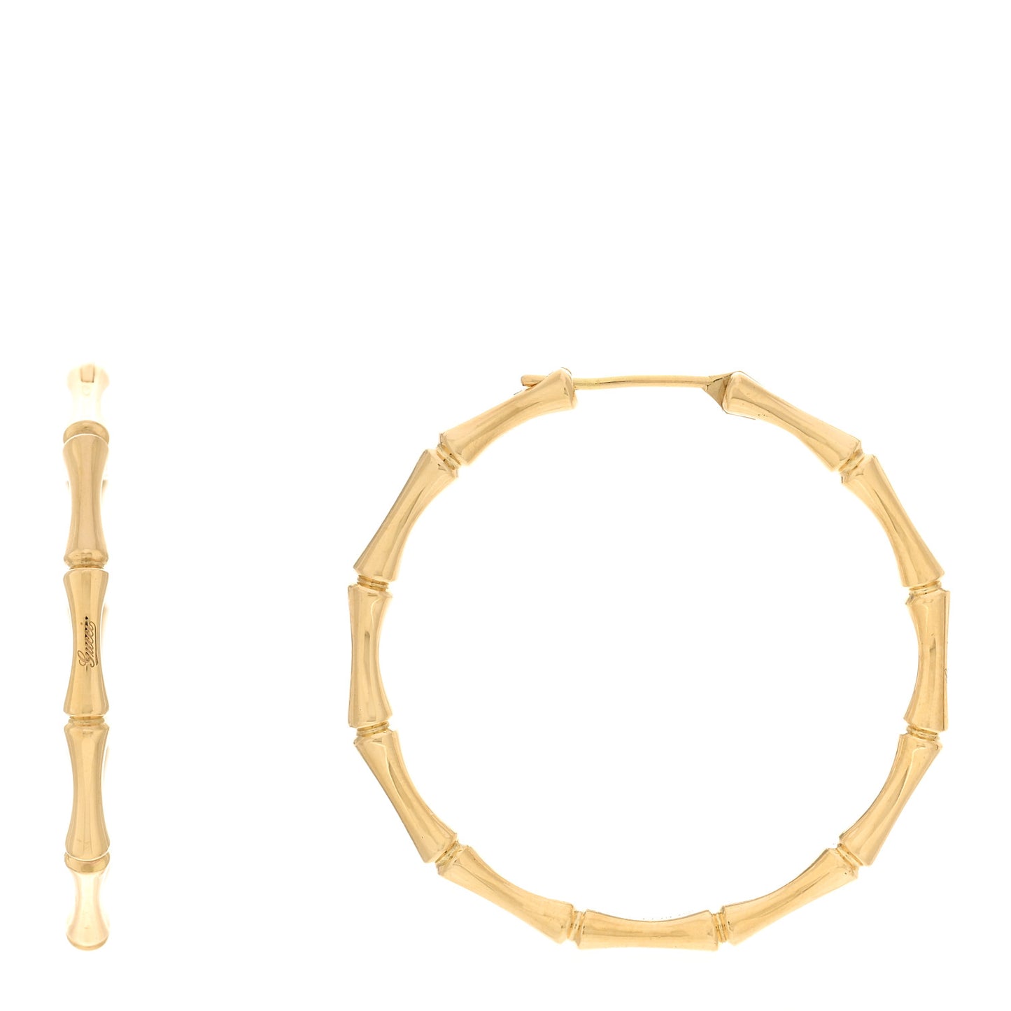 18K Yellow Gold Bamboo Hoop Earrings