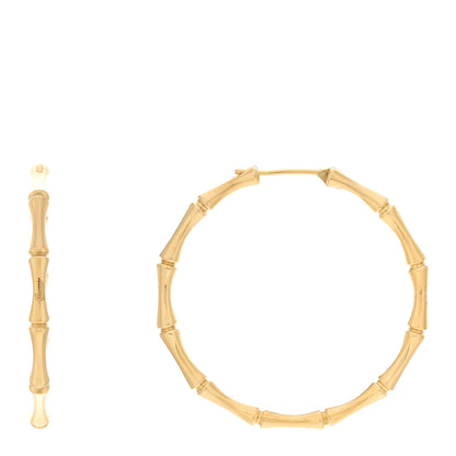 Gucci 18K Yellow Gold Bamboo Hoop Earrings 1 of 5