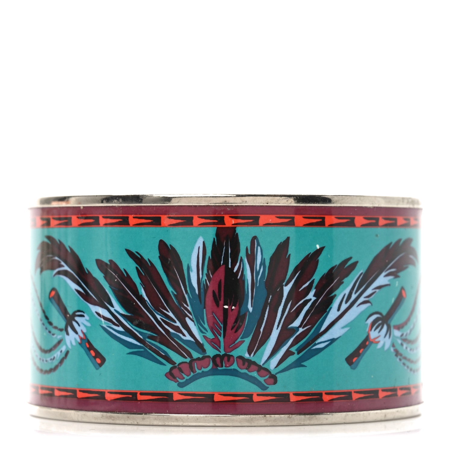 Hermes Enamel Printed Extra Wide Brazil 65 Bracelet Veneneux 1 of 5