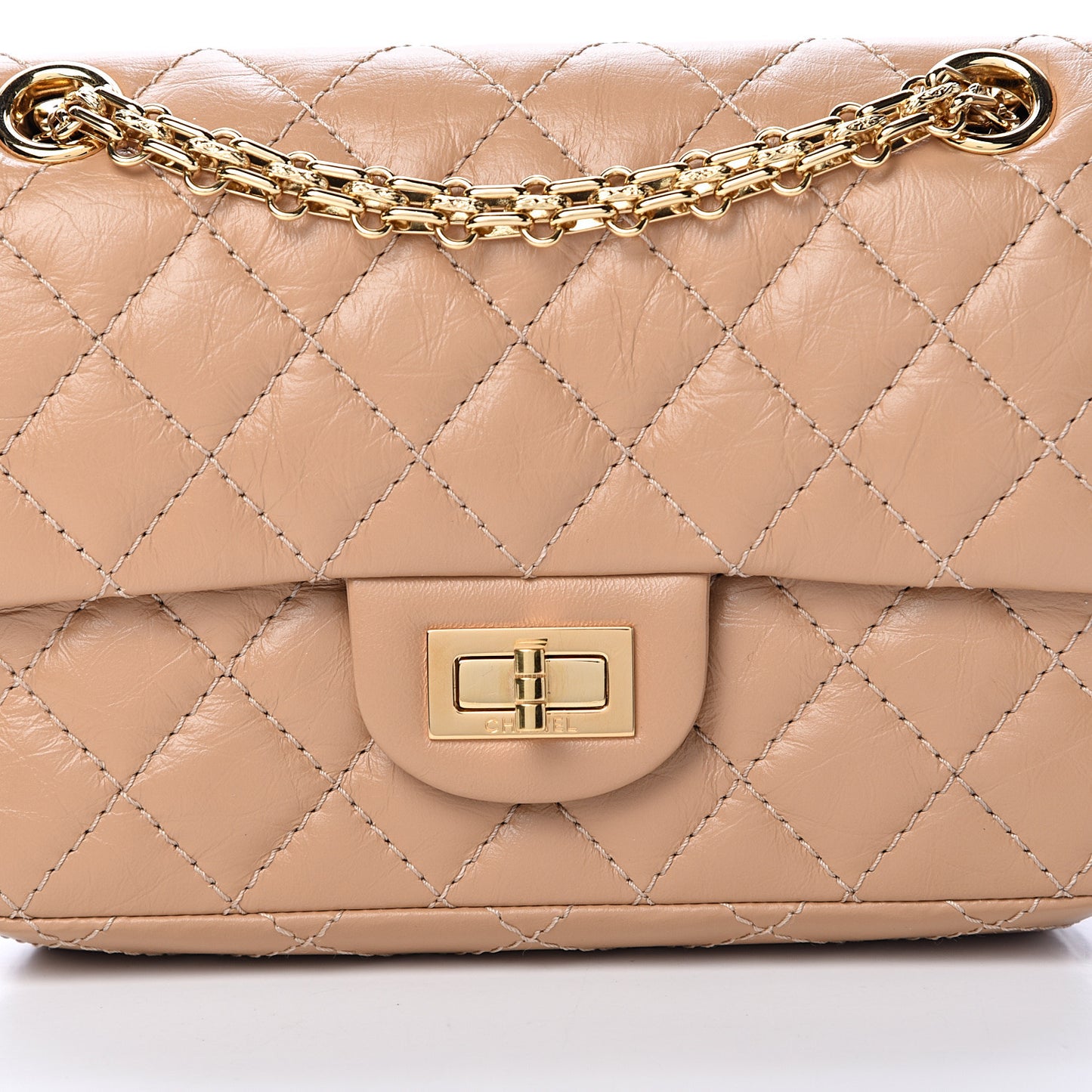 Aged Calfskin Quilted 2.55 Reissue Mini Flap Beige