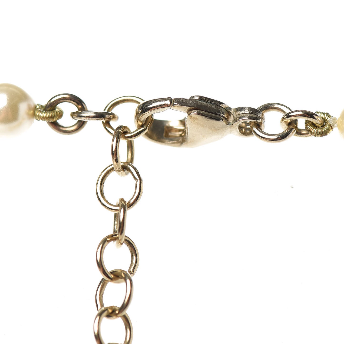 Pearl Baguette Crystal CC Long Necklace Gold