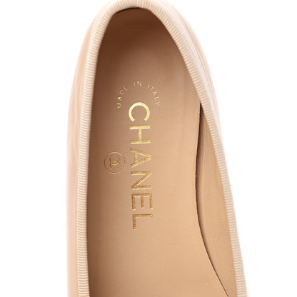 Chanel Lambskin Cap Toe CC Ballerina Flats 35.5 Beige Black 6 of 10