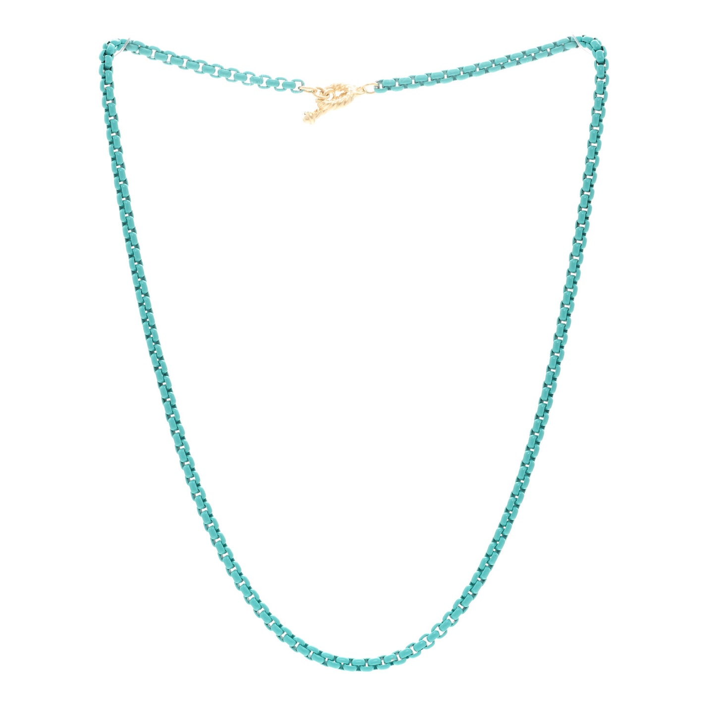 Stainless Steel 14K Yellow Gold Acrylic Bel Aire Chain Necklace Turquoise