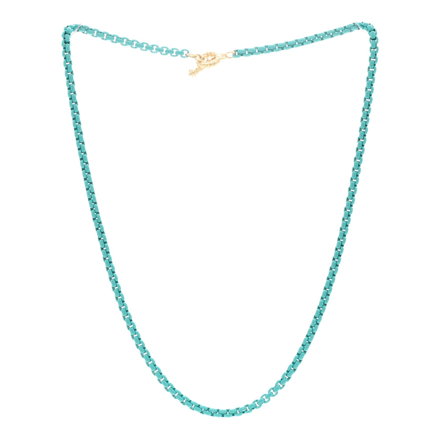 David Yurman Stainless Steel 14K Yellow Gold Acrylic Bel Aire Chain Necklace Turquoise 3 of 5