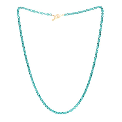 David Yurman Stainless Steel 14K Yellow Gold Acrylic Bel Aire Chain Necklace Turquoise 3 of 5