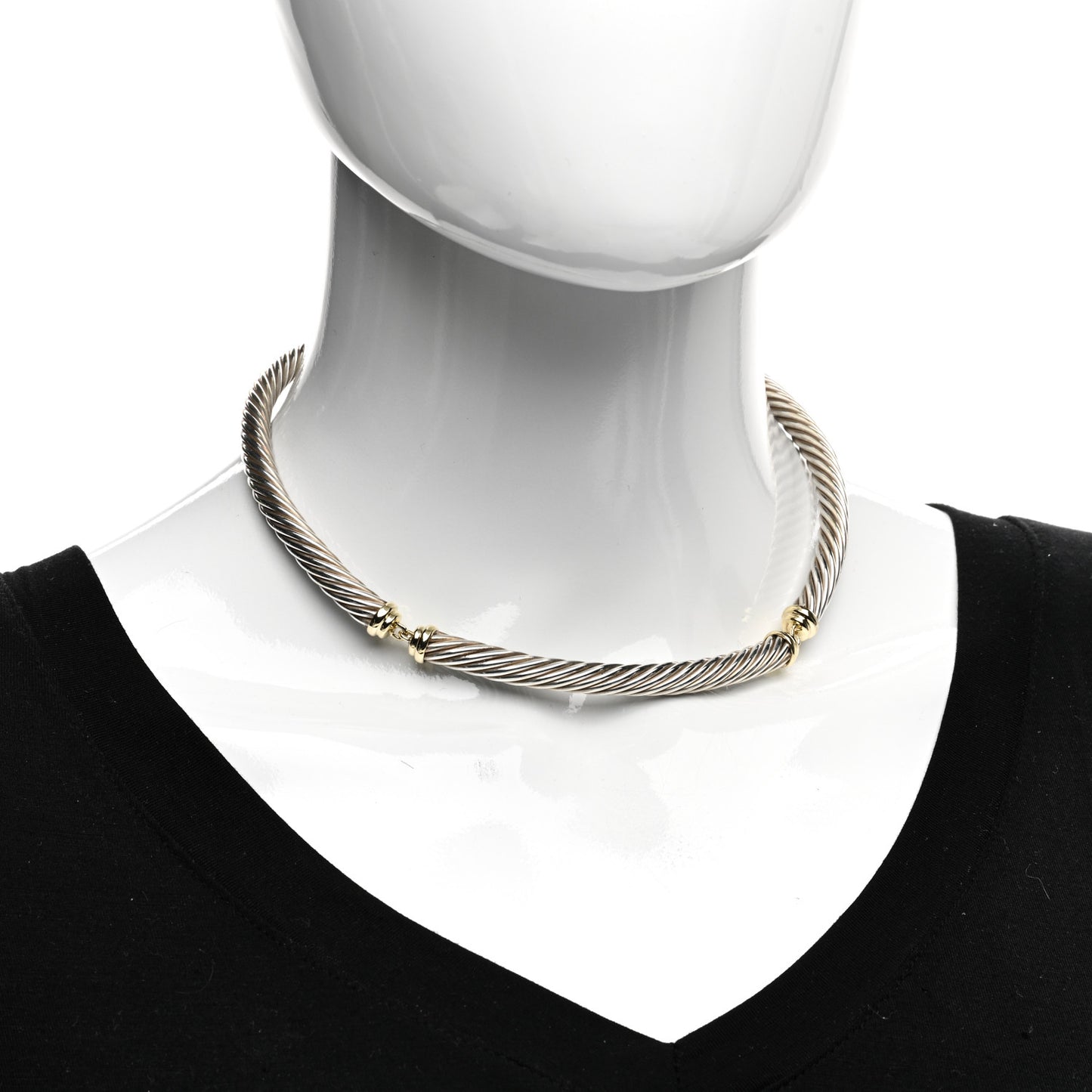 Sterling Silver 14K Gold Cable Choker 7mm Necklace