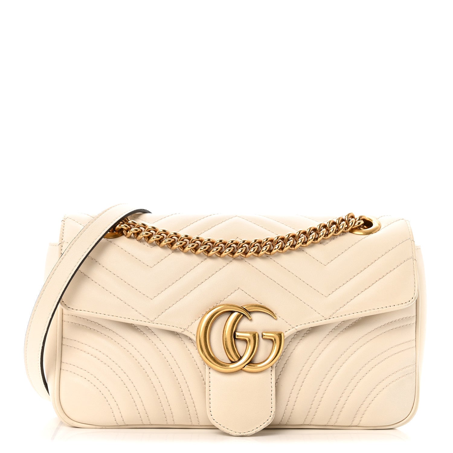 Gucci Calfskin Matelasse Small GG Marmont Shoulder Bag White 1 of 16