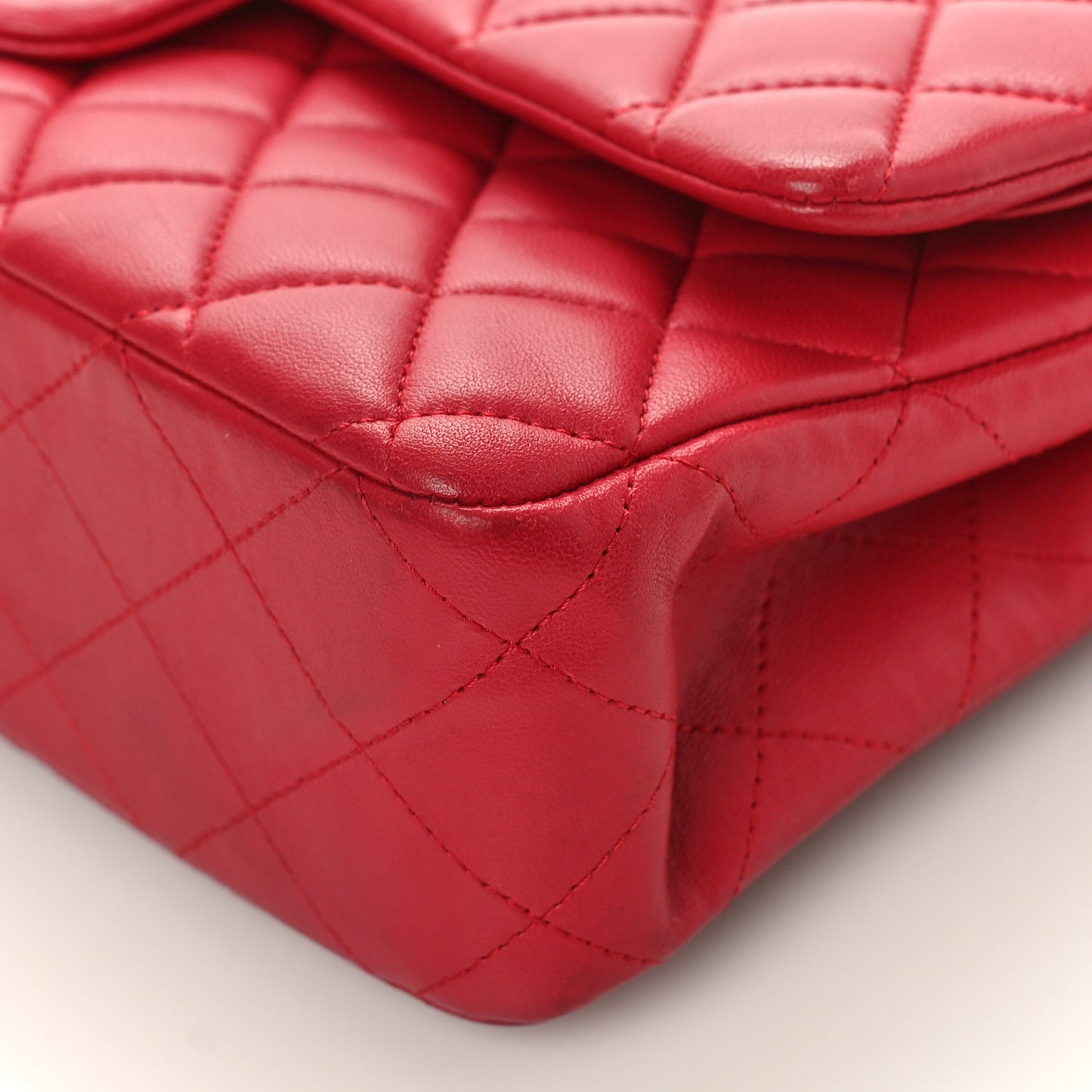 Lambskin Quilted Medium Double Flap Red
