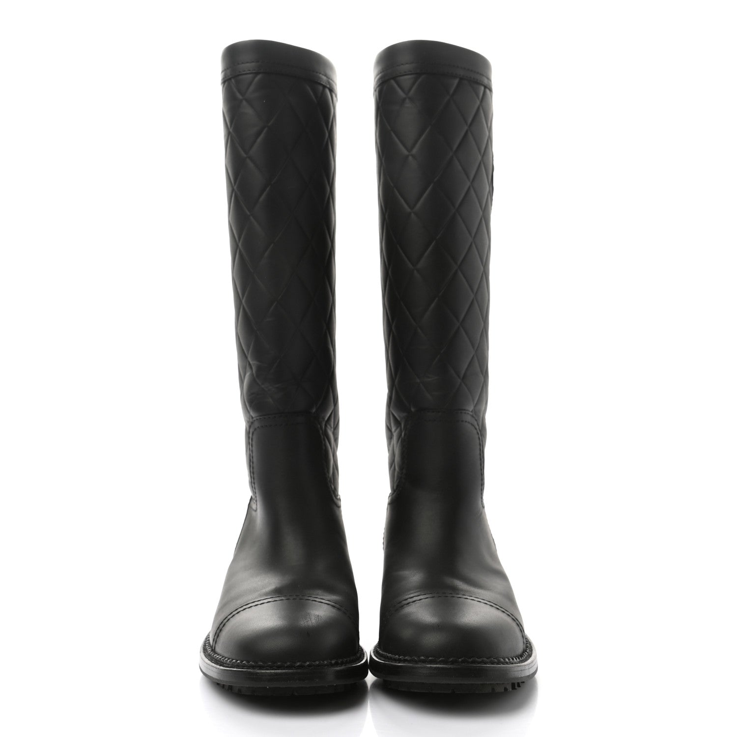 Chanel Oily Calfskin Quilted High Boots 37 Black 2 of 7