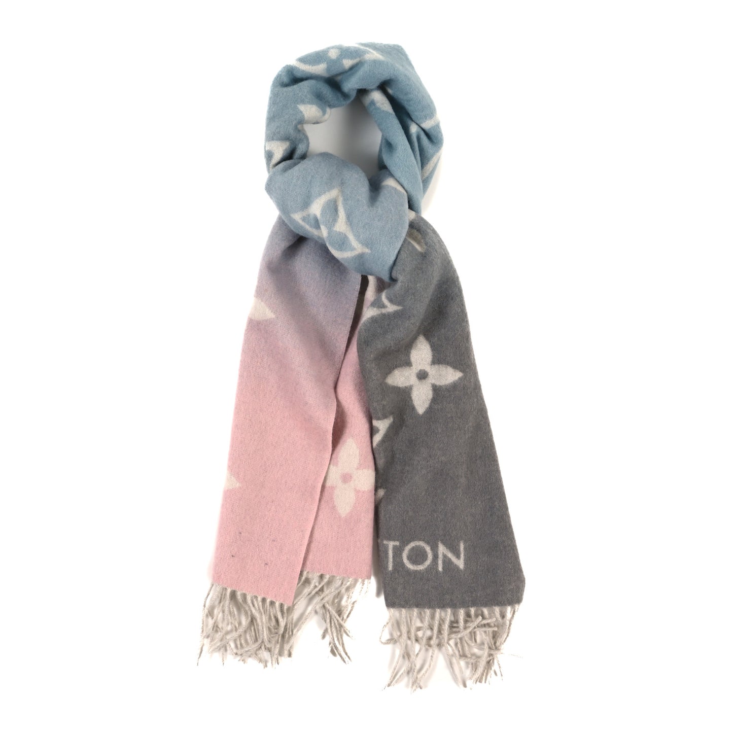 Cashmere Monogram Reykjavik Scarf Bleu Rose