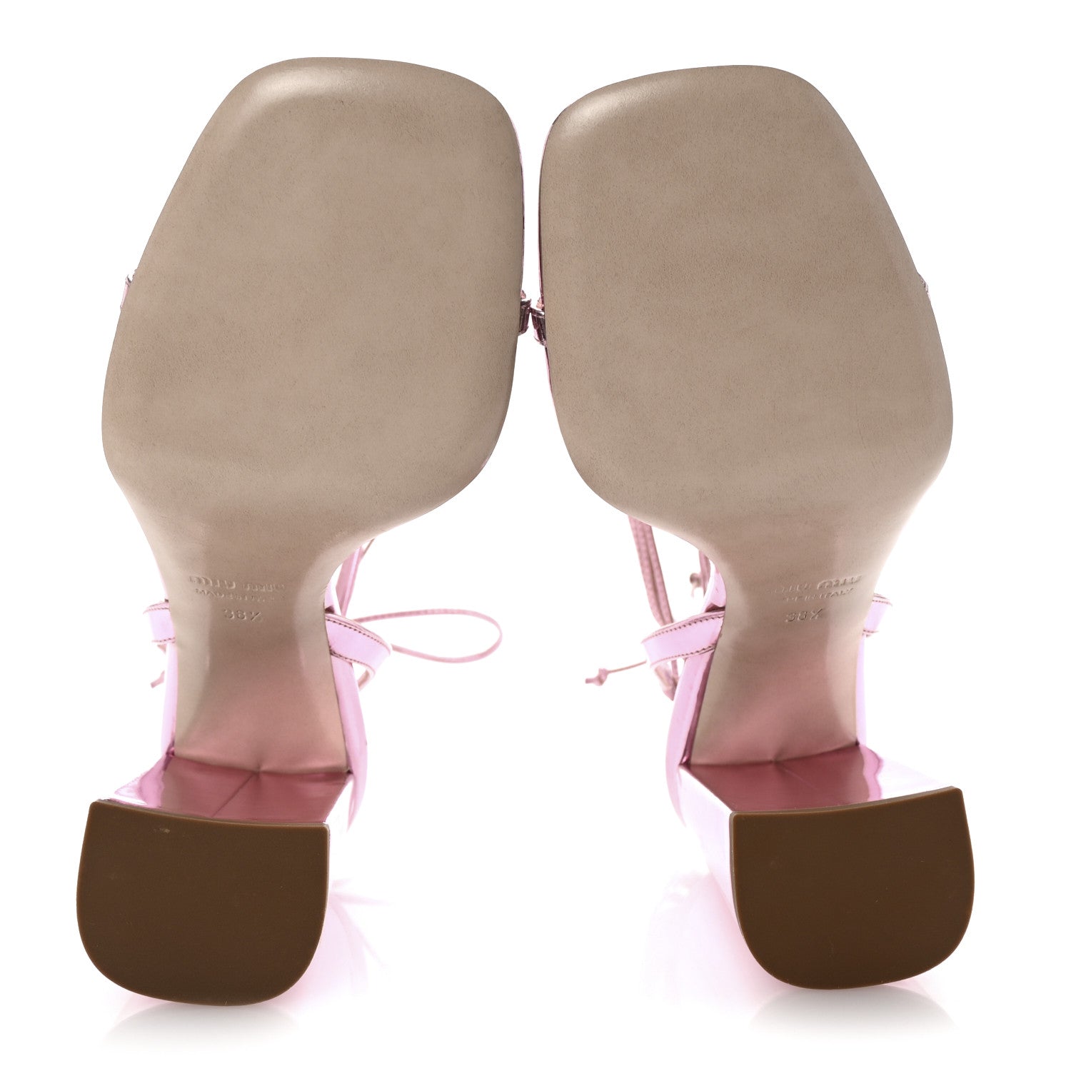 Miu Miu Metallic Wrap Around Sandals 38.5 Rosa 6 of 9