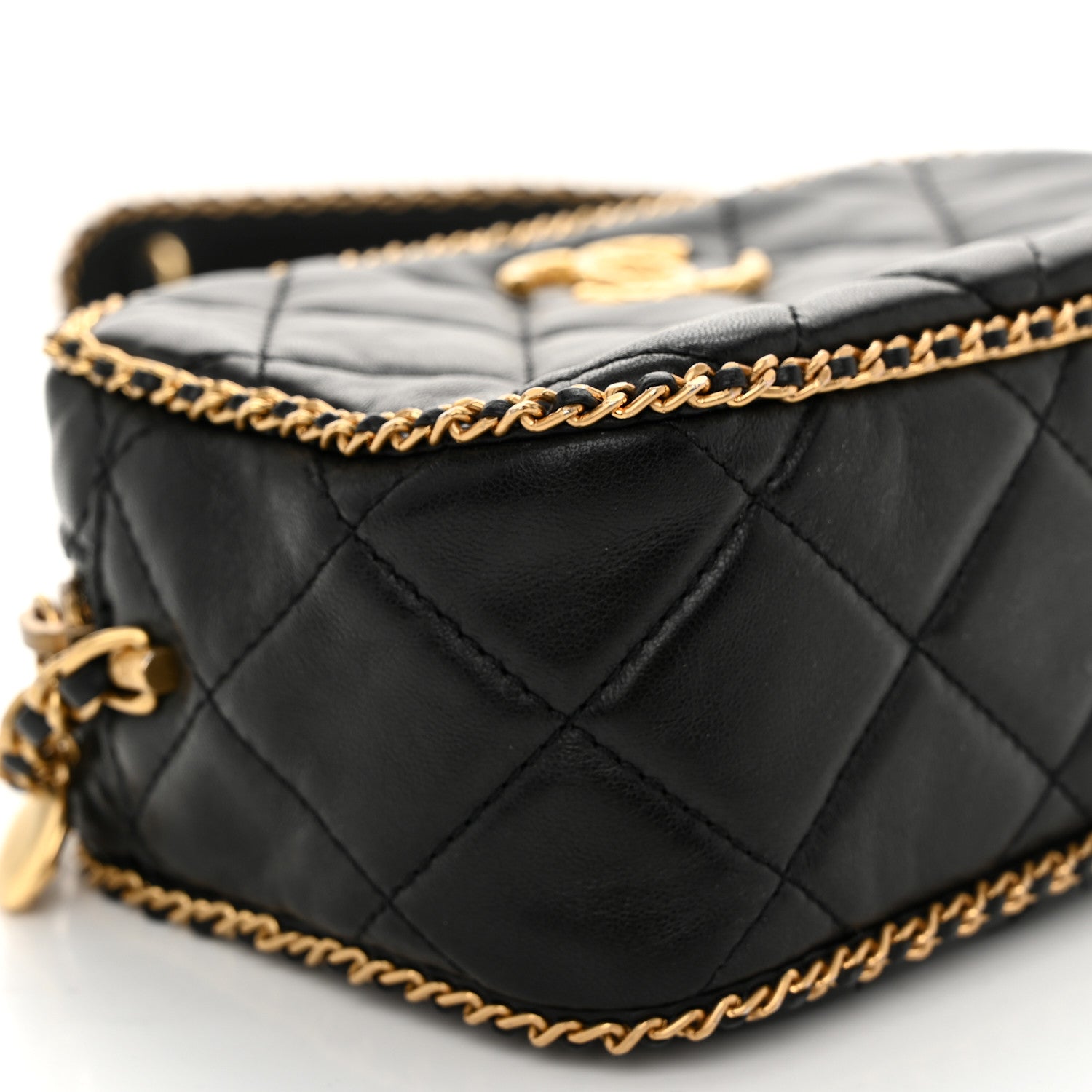 Chanel Lambskin Quilted Chain CC Mini Camera Case Black 9 of 10