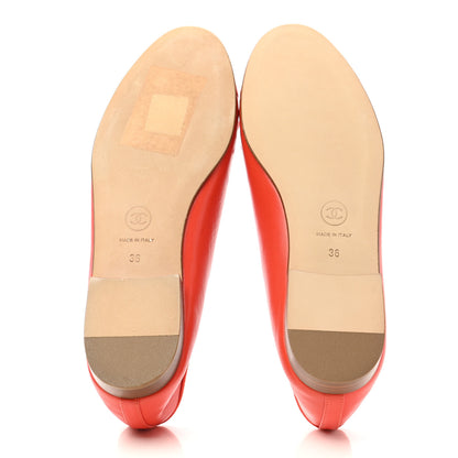 Chanel Lambskin Cap Toe Ballerina Flats 36 Coral 5 of 9