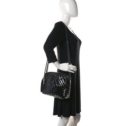 Chanel Patent Chevron Quilted Tassel Camera Case Black 2 of 11