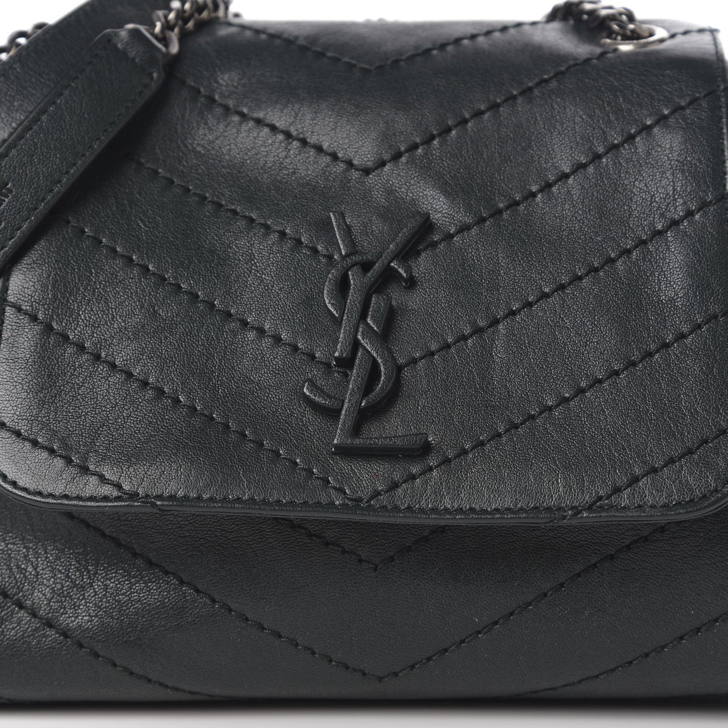 Vintage Lambskin Chevron Monogram Small Nolita Dark Green