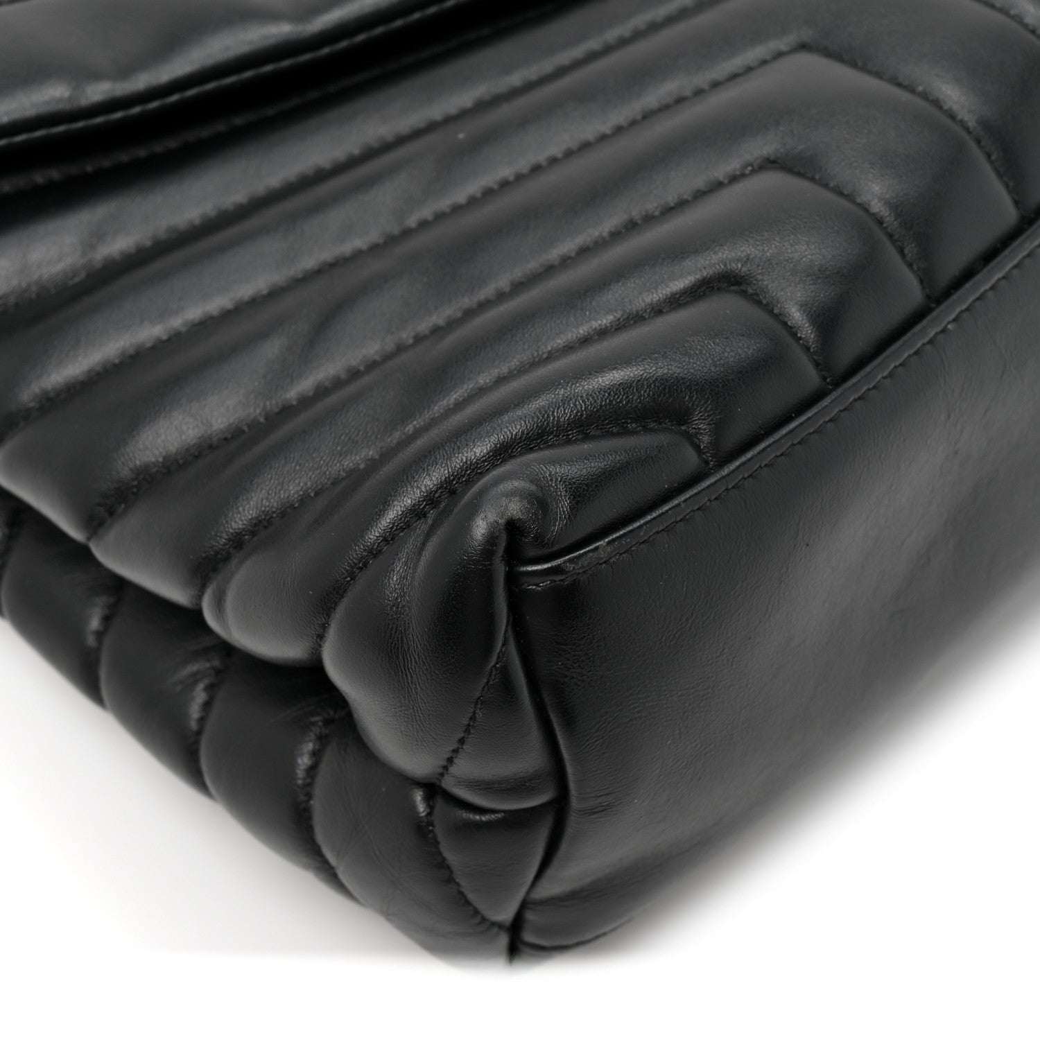 Saint Laurent Grain de Poudre Calfskin Y Quilted Monogram Medium Loulou Chain Satchel Black 14 of 16