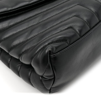 Saint Laurent Grain de Poudre Calfskin Y Quilted Monogram Medium Loulou Chain Satchel Black 14 of 16