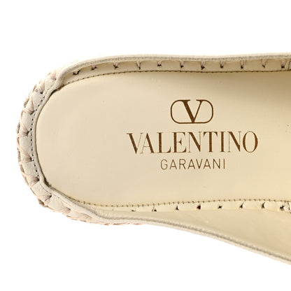 Valentino Garavani Pebbled Calfskin Vlogo Espadrille Mules 38 Light Ivory 8 of 10