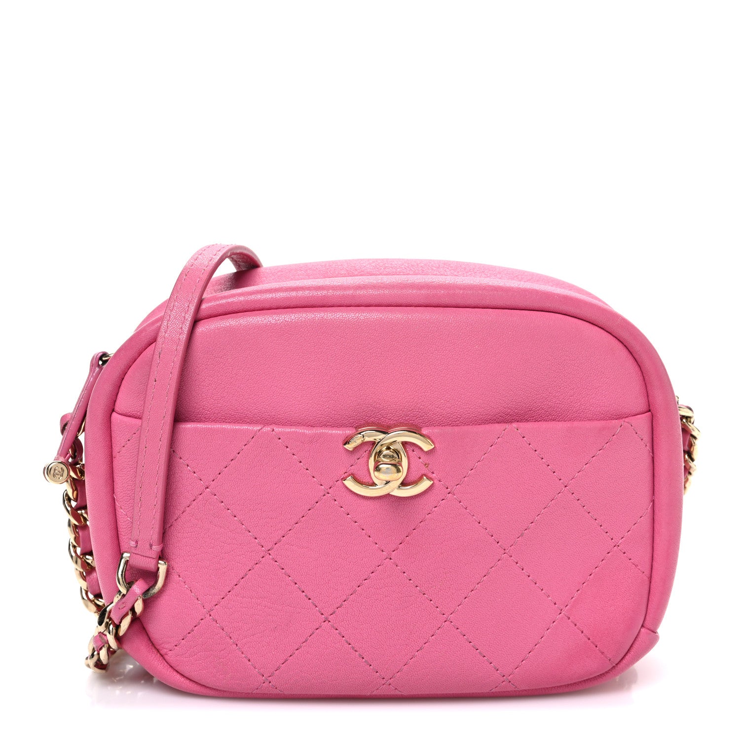 Chanel Goatskin Quilted Small Casual Trip Camera Case Dark Pink 1 of 10