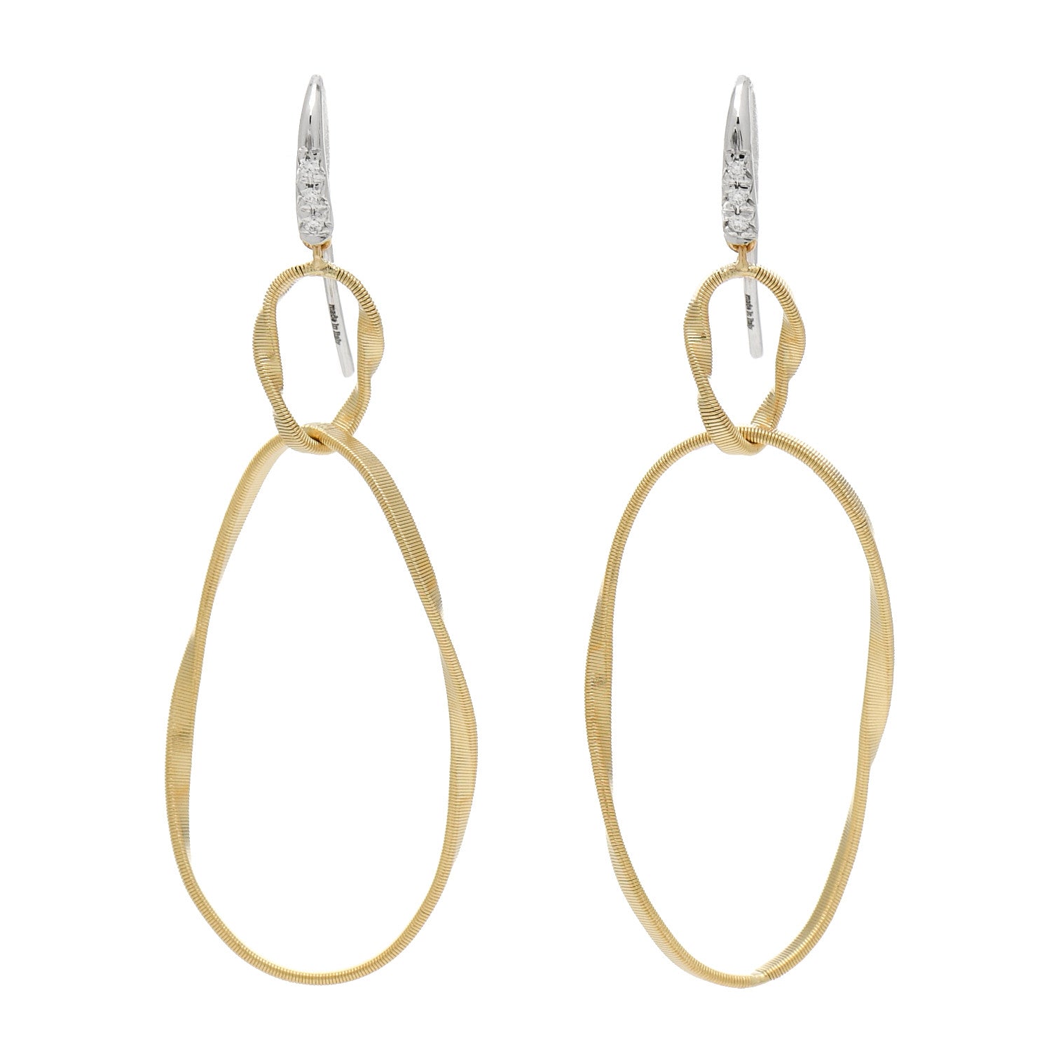 Marco Bicego 18K Yellow White Gold Diamond Marrakech Onde Double Drop Earrings 1 of 6