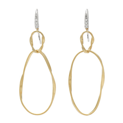 Marco Bicego 18K Yellow White Gold Diamond Marrakech Onde Double Drop Earrings 1 of 6