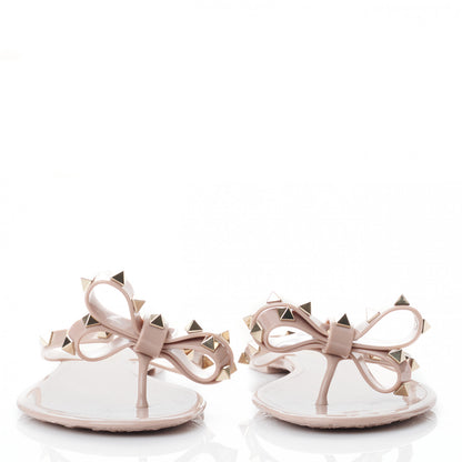Valentino Garavani PVC Jelly Rockstud Bow Thong Sandals 39 Poudre 2 of 7
