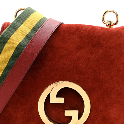 Gucci Suede Talco Roxy Calfskin Web Medium Blondie Shoulder Flap Bag Blondie Red 8 of 10