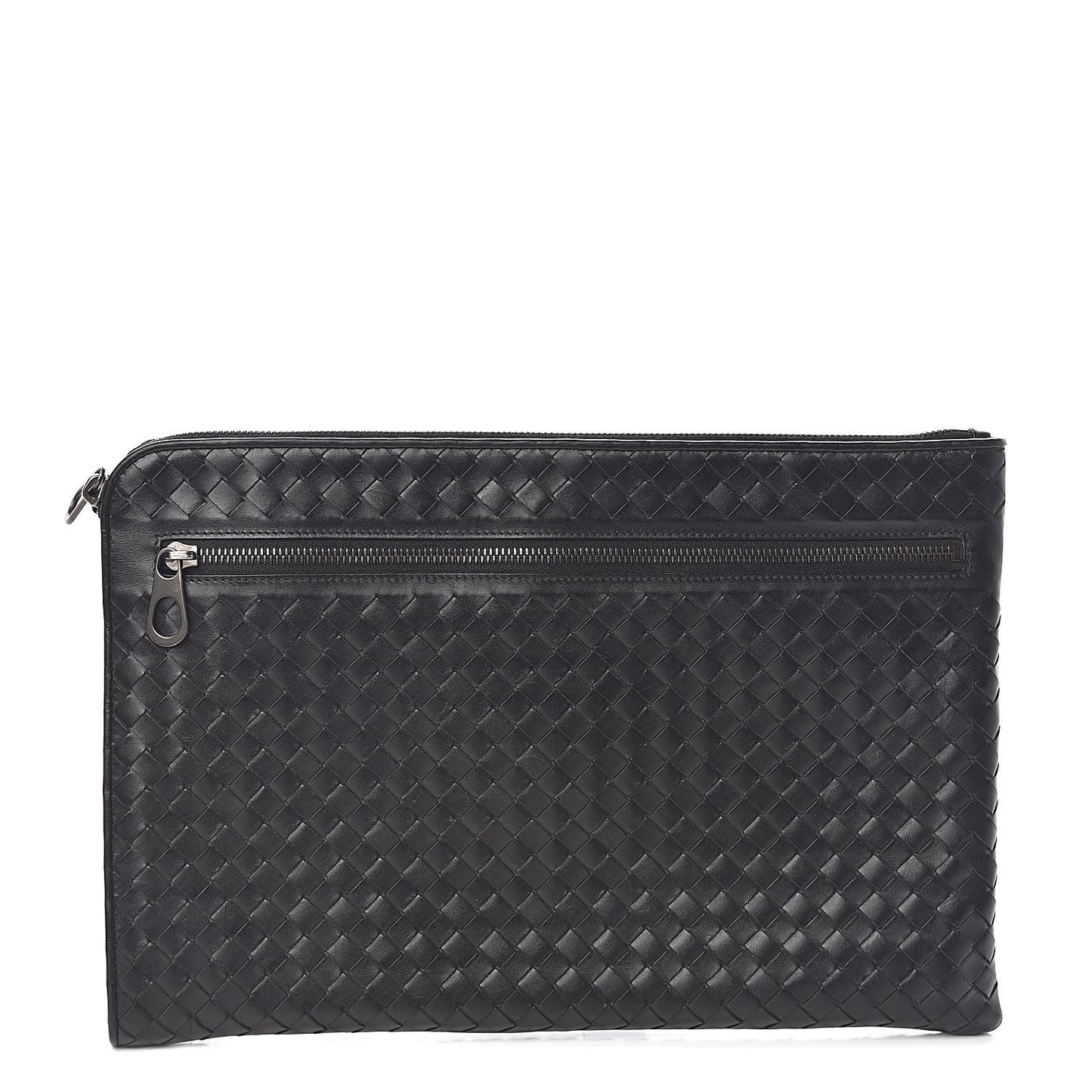 Calfskin Intrecciato Small Document Pouch Black