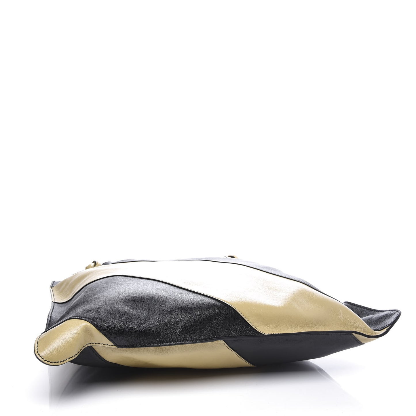 Smooth Calfskin Diagonal Striped Zumi Tote Black Beige